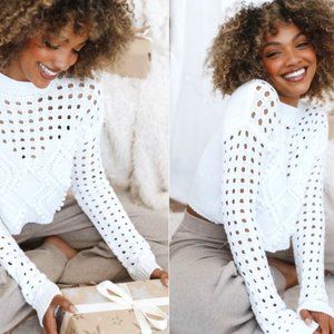 Esther & Co White pom pom sweater